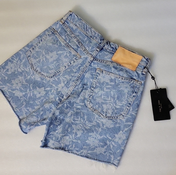 Rag & Bone High Waist Denim Shorts in Floral Print - Picture 8 of 12